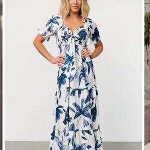 Women’s Floral Maxi Jumpsuit in Navy and White